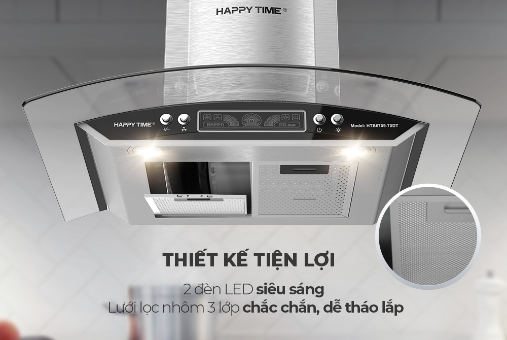 Máy hút mùi kính cong Happy Time HTB6709-70DT