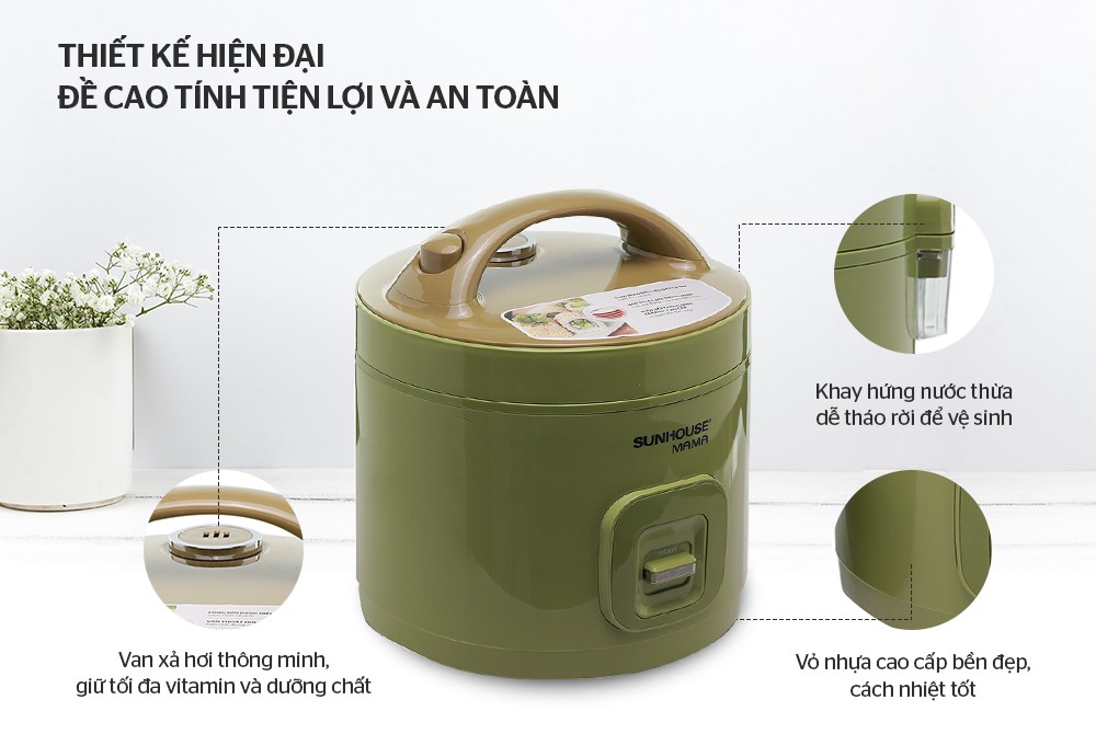 Nồi cơm điện 1.2L Sunhouse Mama SHD8265G