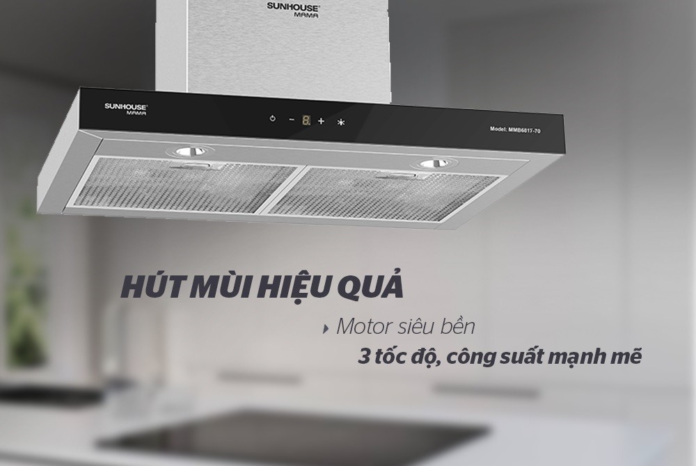 Máy hút mùi cao cấp chữ “T” Sunhouse Mama MMB6815-70